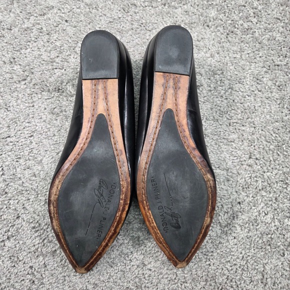 Donald J. Pliner | Shoes | Donald J Pliner Noelle Black  Donald J Pliner Noelle Black Leather Wedge Pumps Womens 9 Silver Cap Toe Pointed